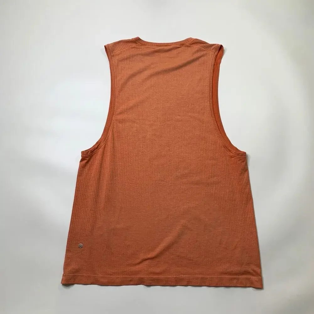 Lululemon Shirt Mens L Large Tangerine Metal Vent Tech Sleeveless Muscle Tank
